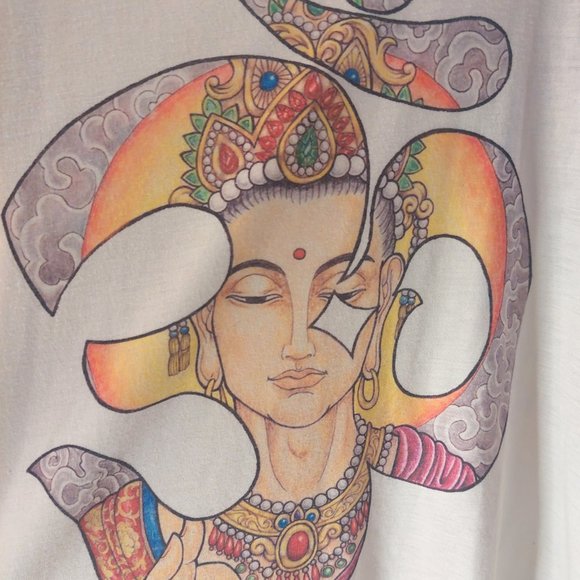 White 'om' racerback tank top - Picture 3 of 3